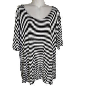 Chico's Women Touch of Cool Microsoft Ballet Tee Size 3 US XL Black Short Sleeve